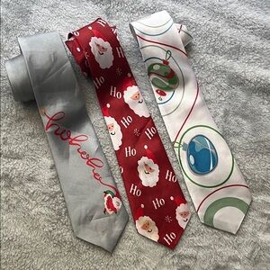Set of 3 Christmas Ties- Ornaments and Santa
